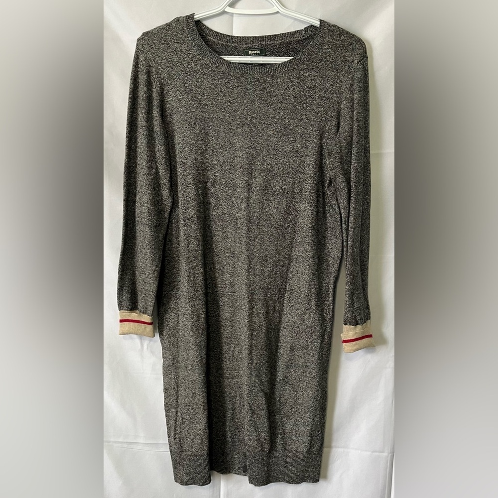 Roots Grey Heather Knit Rib Cuff Sweater Dress